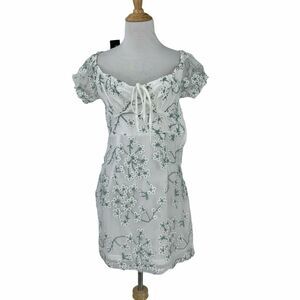 Sundae Muse Dress US6 AU10 Belle Floral Sheer Overlay Lined Ruffle Off Shoulder